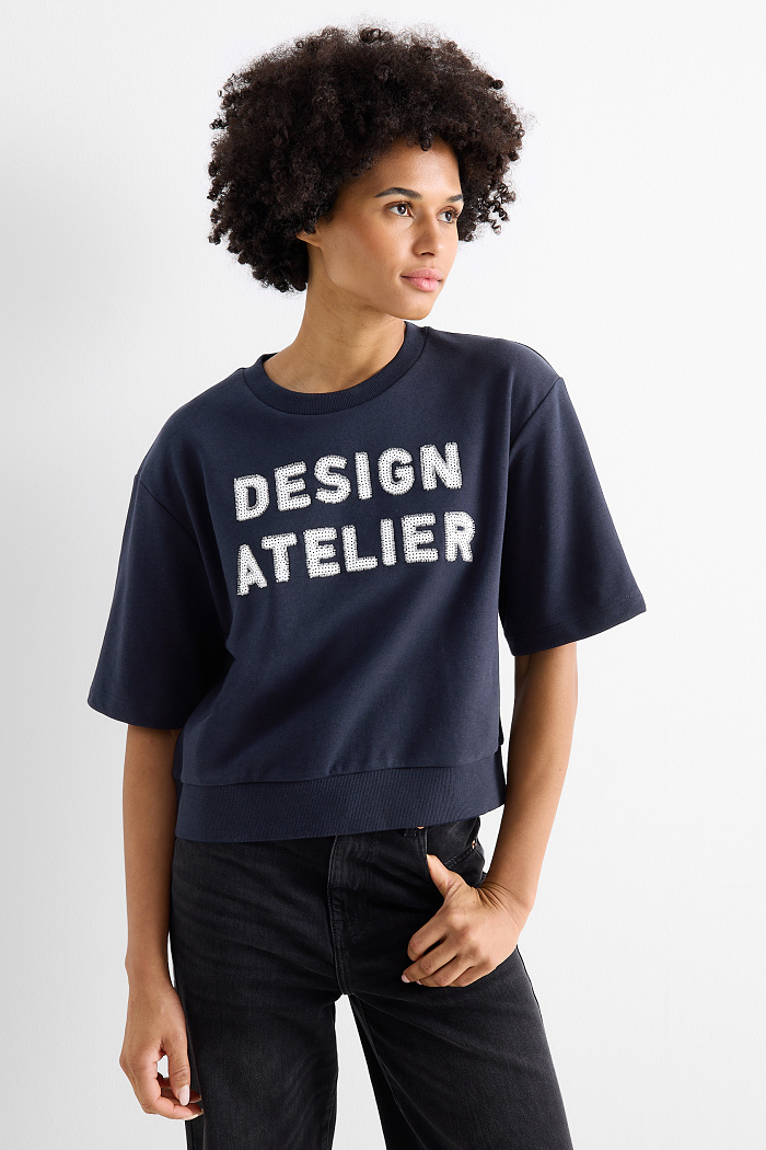 C&A Sweatshirt-Glanz-Effekt, Blau, Größe: L