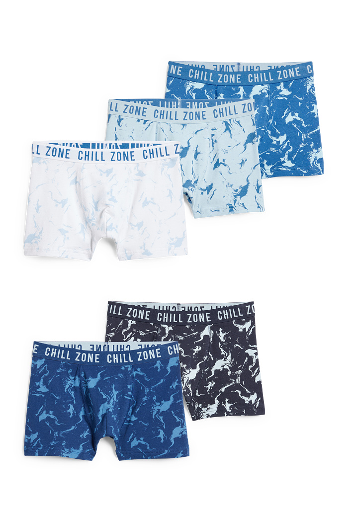 C&A Multipack 5er-Boxershorts-gemustert, Blau, Größe: 134-140