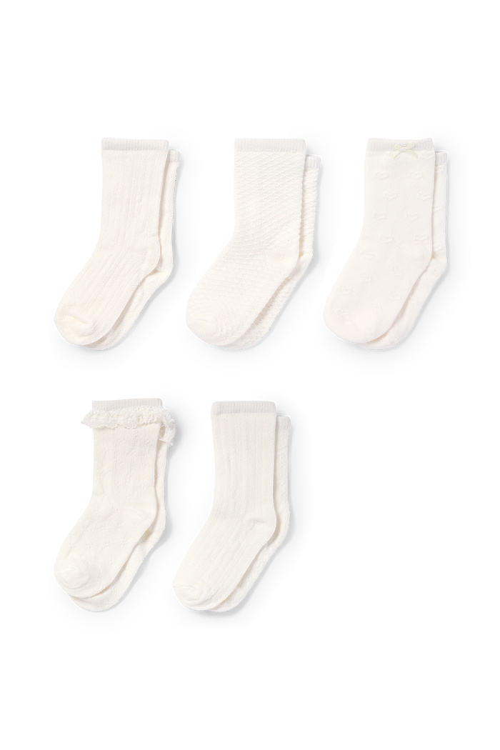 C&A Multipack 5er-Baby-Socken-strukturiert, Weiß, Größe: 24-26