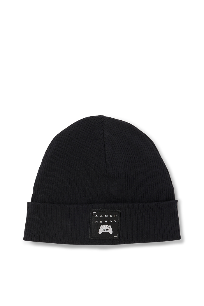 C&A Gaming-Mütze-gerippt, Schwarz, Größe: 128-140
