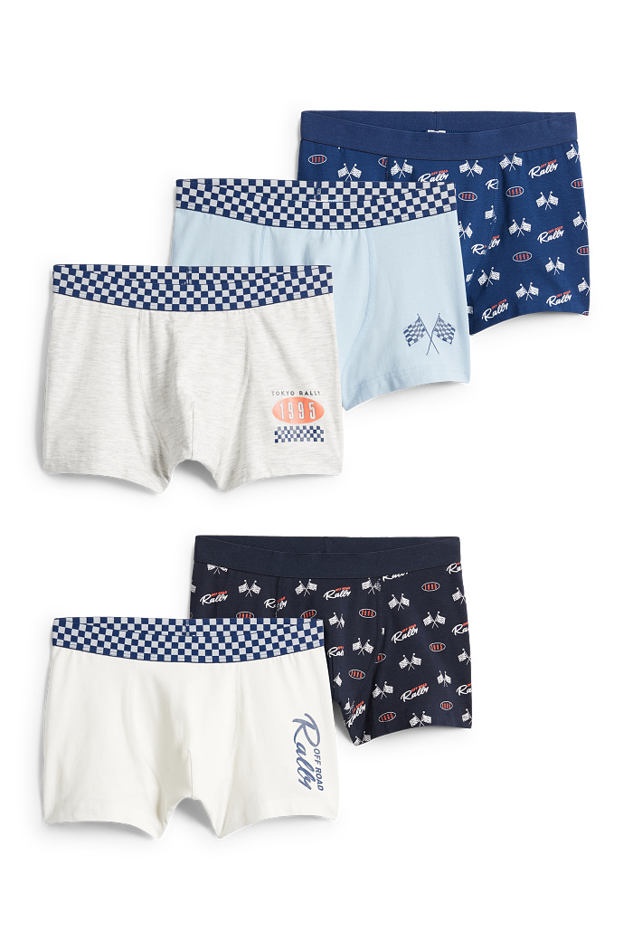C&A Multipack 5er-Racing-Boxershorts, Weiß, Größe: 122-128