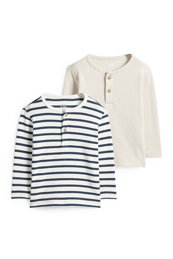C&A Multipack 2er-Baby-Langarmshirt-strukturiert, Beige, Größe: 74