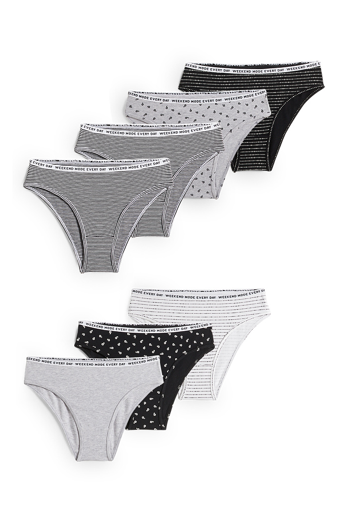 C&A Multipack 7er-Slip, Schwarz, Größe: 134-140