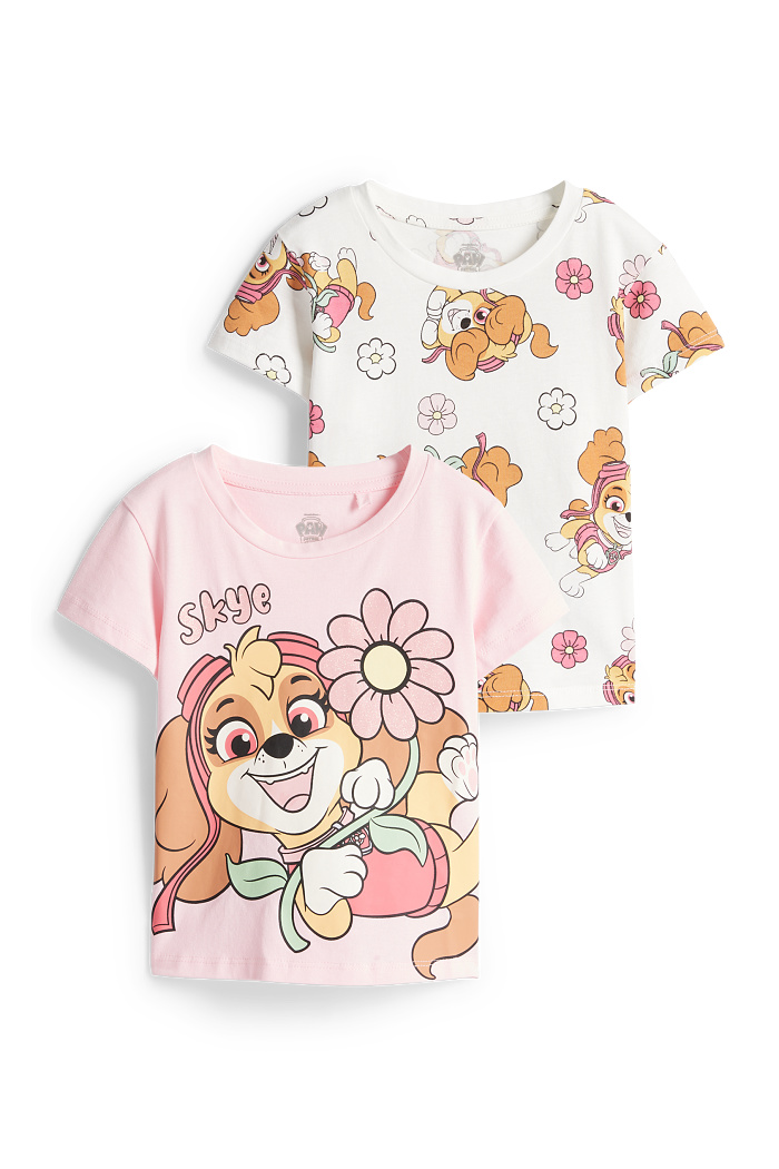 C&A Multipack 2er-PAW Patrol-Skye-Kurzarmshirt, Rosa, Größe: 122