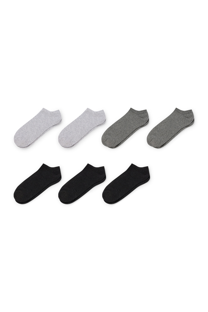 C&A Multipack 7er-Sneakersocken, Grau, Größe: 39-42
