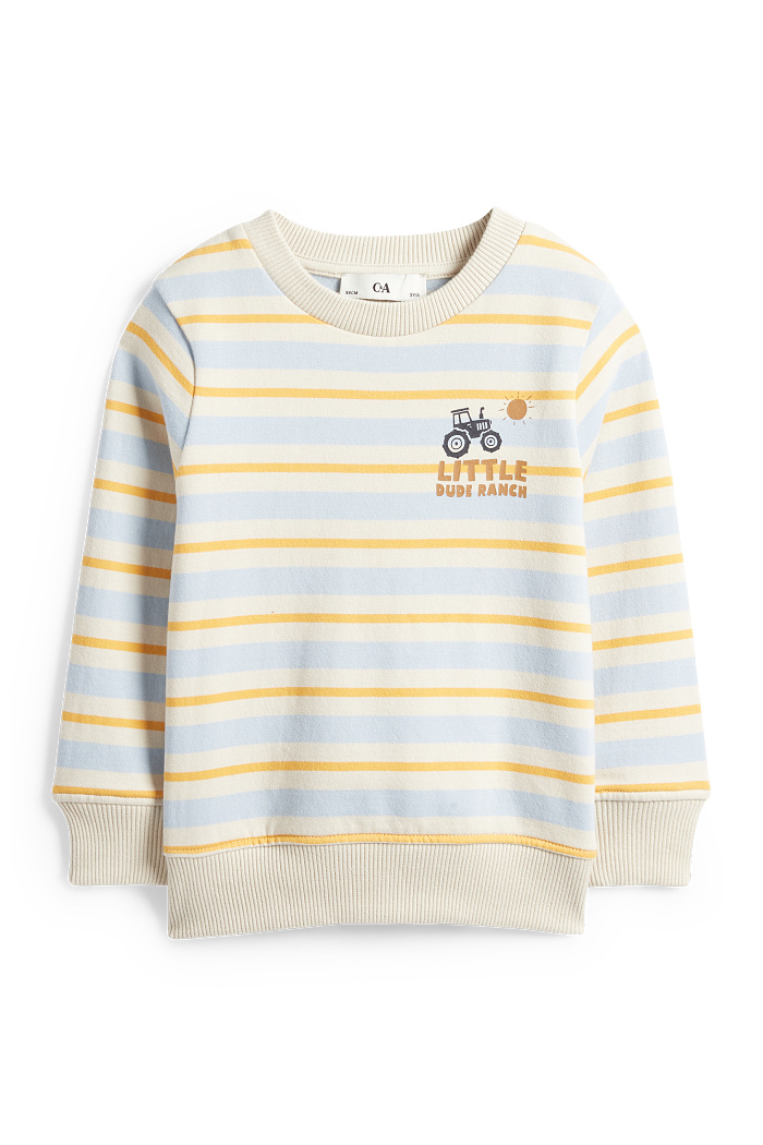 C&A Traktor-Sweatshirt-gestreift, Beige, Größe: 134