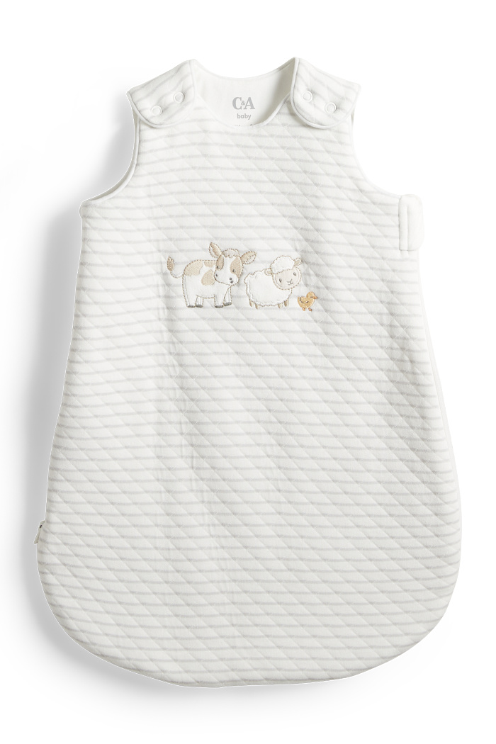 C&A Kuh, Schäfchen und Küken-Baby-Schlafsack-0-4-Monate, Weiß, Größe: 60 cm