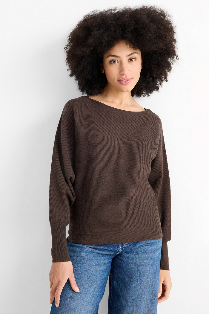 C&A Pullover-gerippt, Braun, Größe: M