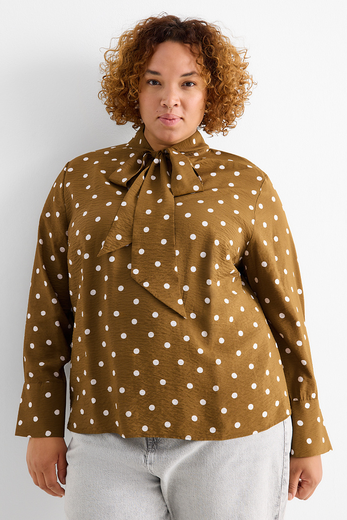 C&A Bluse-gepunktet, Braun, Größe: 50