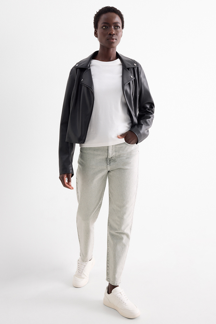 C&A Mom Jeans-High Waist-LYCRA , Grau, Größe: 36