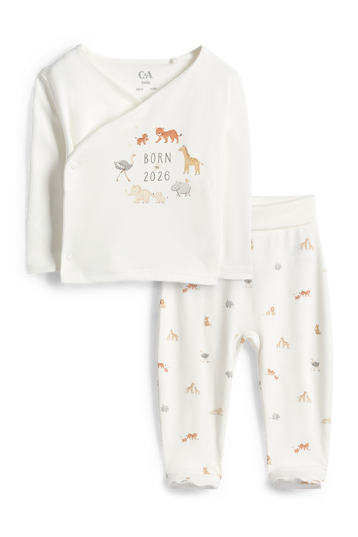 C&A Wildtiere-Erstlingsoutfit-2 teilig, Weiß, Größe: 50