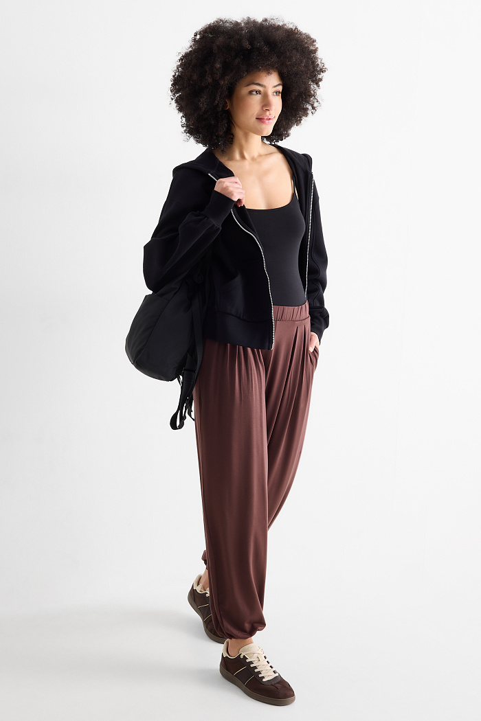 C&A Jersey-Hose-Mid Waist, Braun, Größe: S