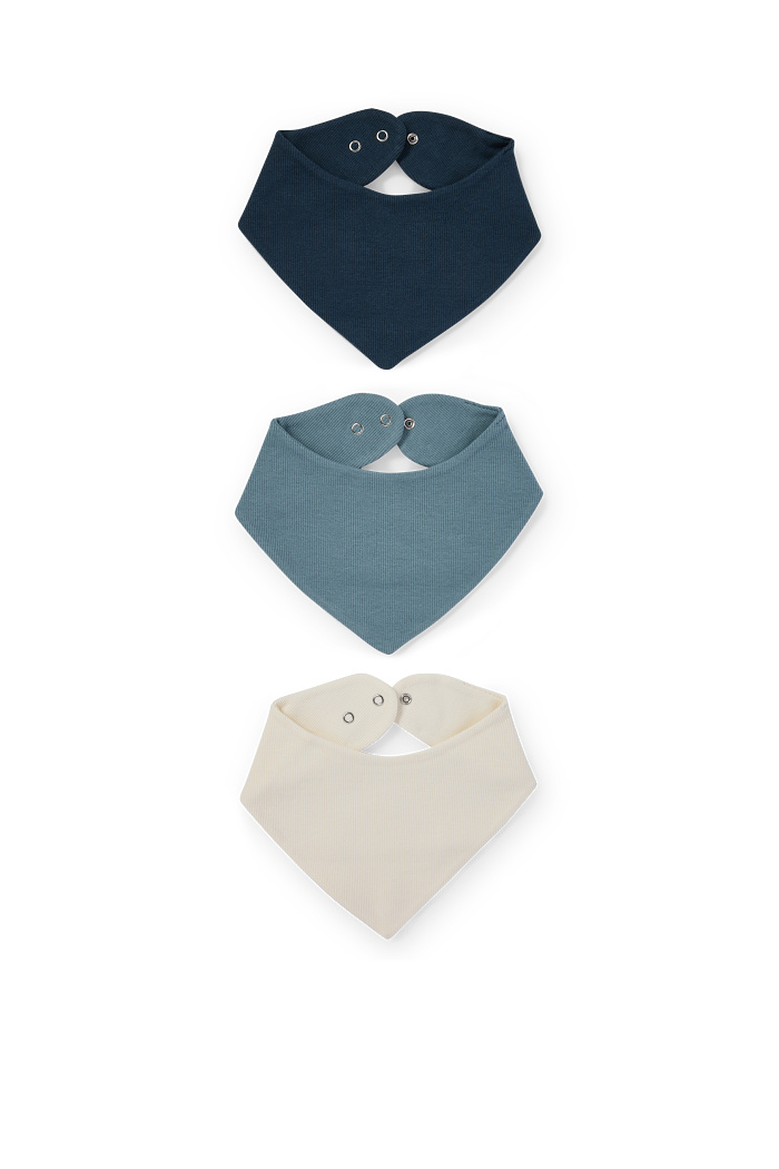 C&A Multipack 3er-Baby-Dreieckstuch-gerippt, Blau, Größe: 1 size