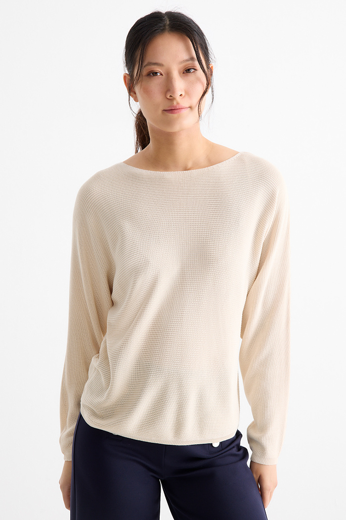 C&A Pullover-gerippt, Beige, Größe: 2XL