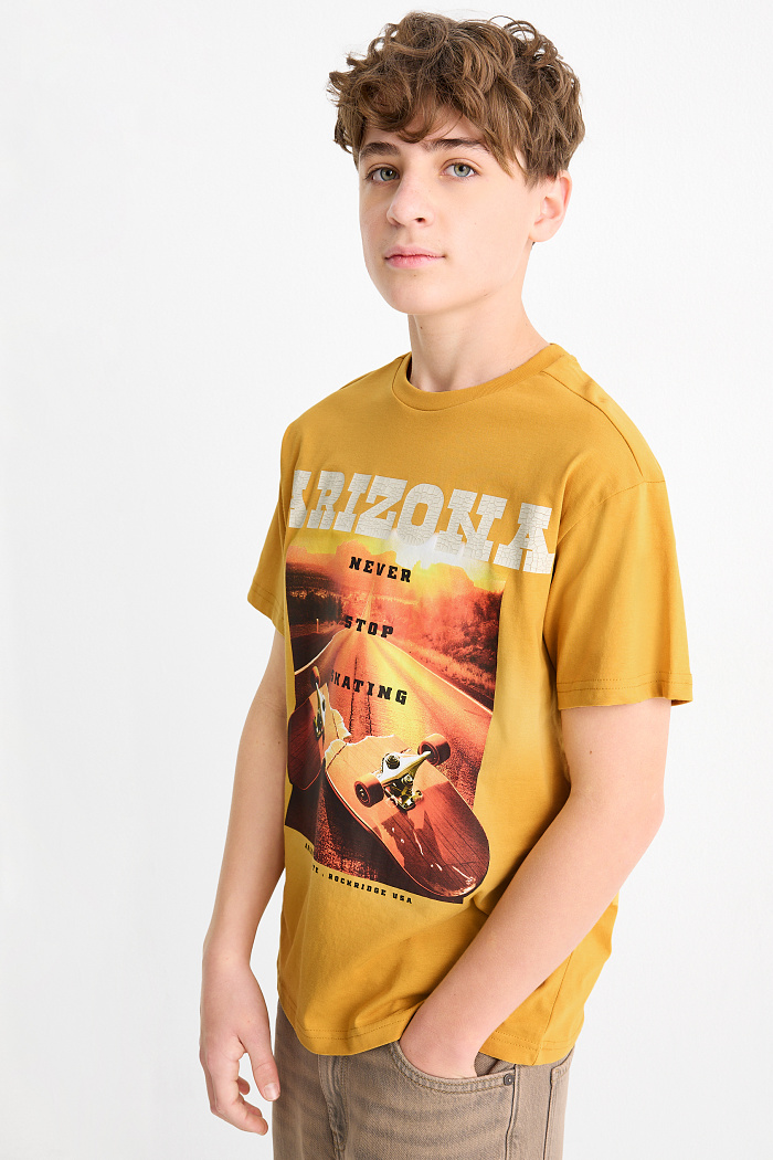 C&A Skateboard-Kurzarmshirt, Orange, Größe: 164
