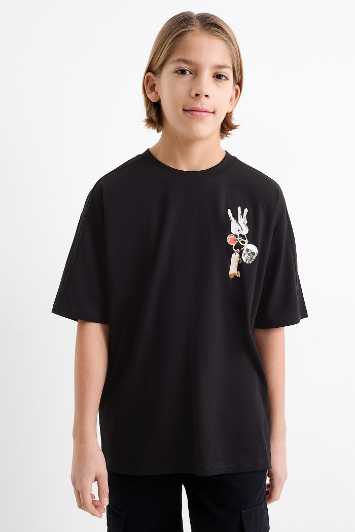 C&A Skater-Kurzarmshirt, Schwarz, Größe: 152