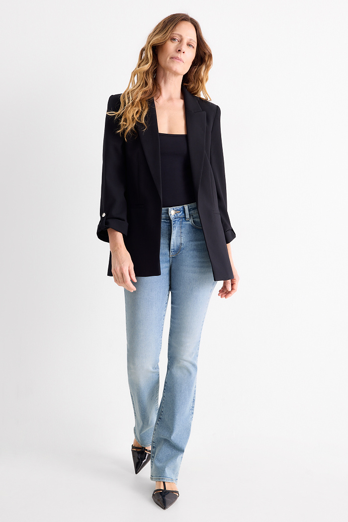 C&A Bootcut Jeans-Mid Waist-Shaping-Jeans-LYCRA , Blau, Größe: 38 Kurz