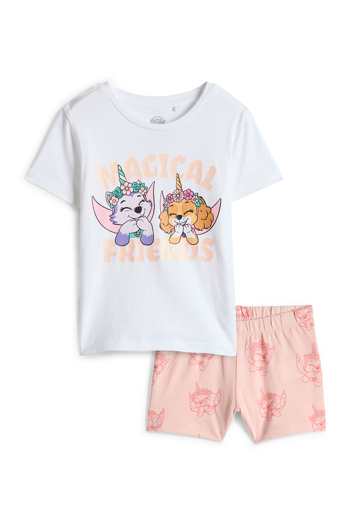 C&A PAW Patrol-Skye und Everest-Shorty-Pyjama-2 teilig, Weiß, Größe: 110