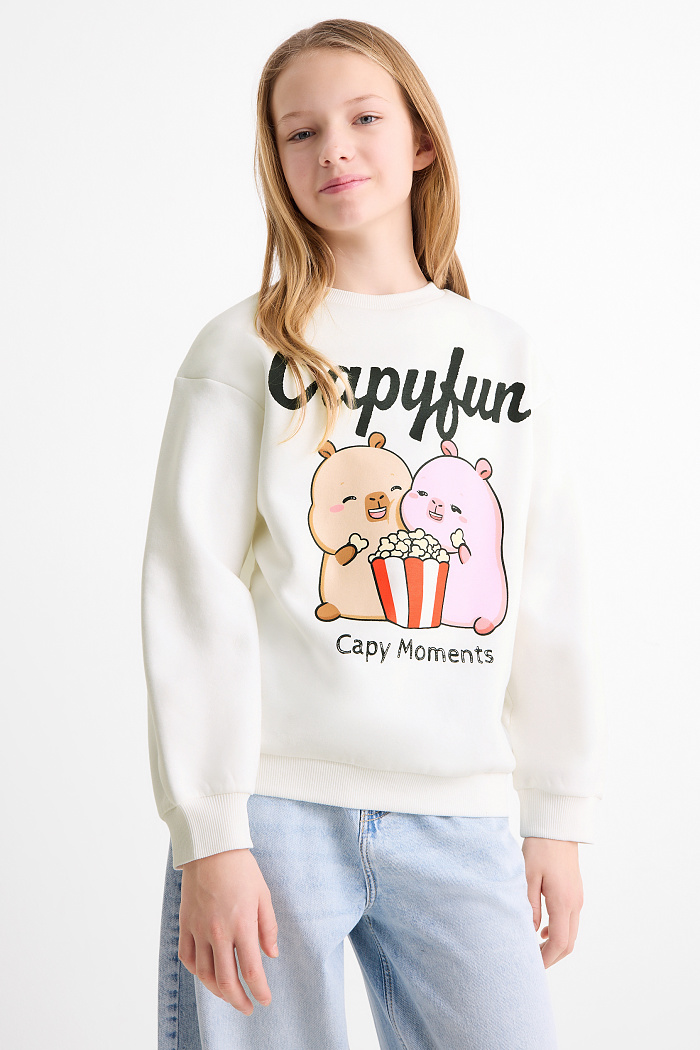 C&A CapyFun-Sweatshirt, Weiß, Größe: 176