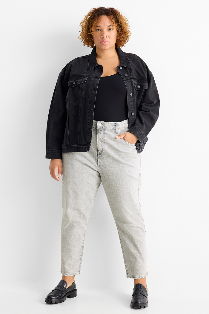 C&A Mom Jeans-High Waist-LYCRA , Grau, Größe: 54