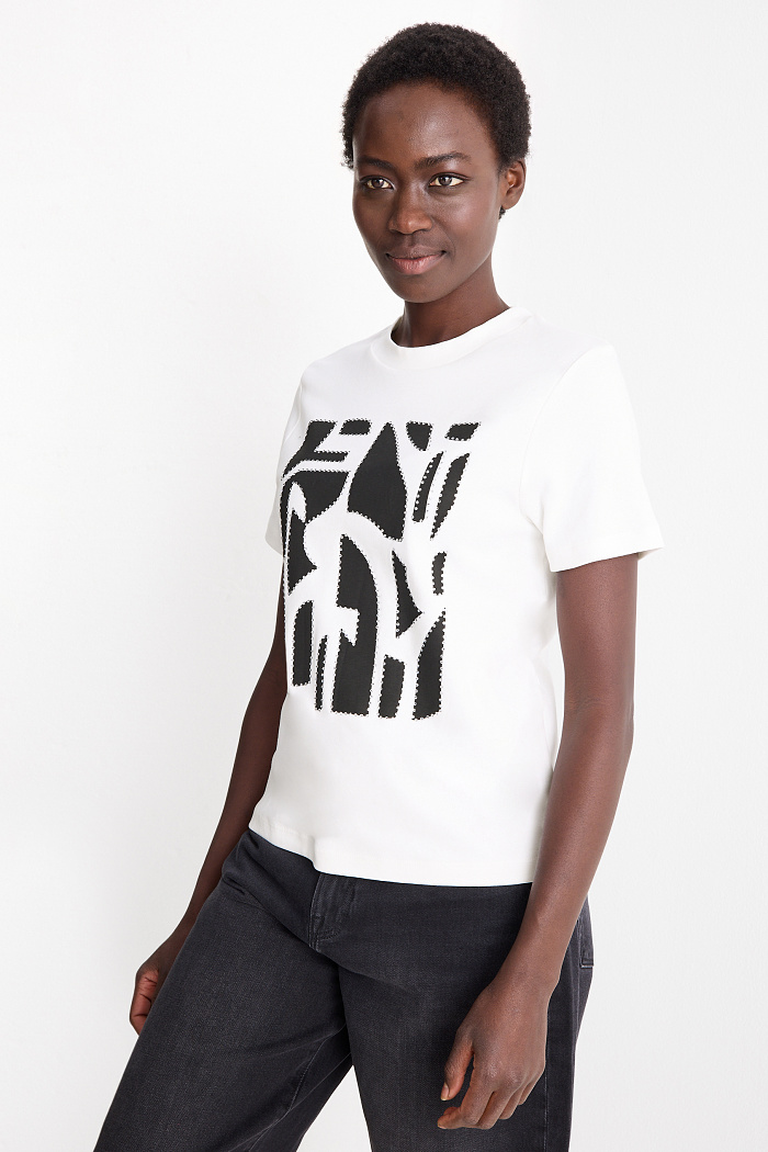 C&A T-Shirt mit Strasssteinen-Regular Fit, Türkis, Größe: 2XL