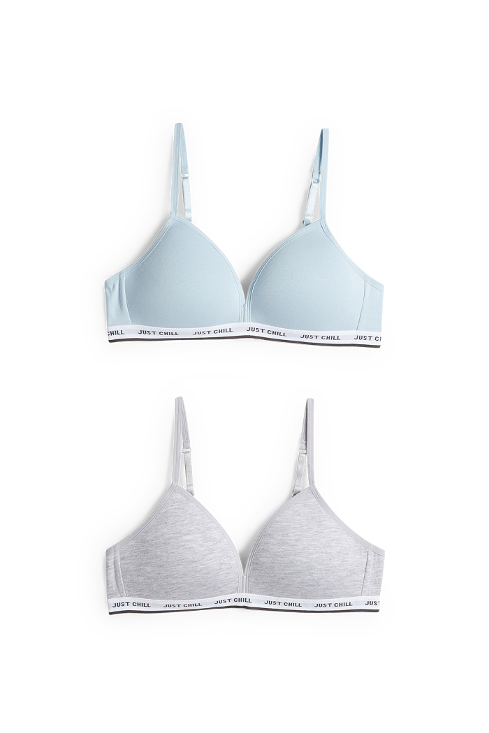 C&A Multipack 2er-BH ohne Bügel-wattiert, Blau, Größe: 70 A