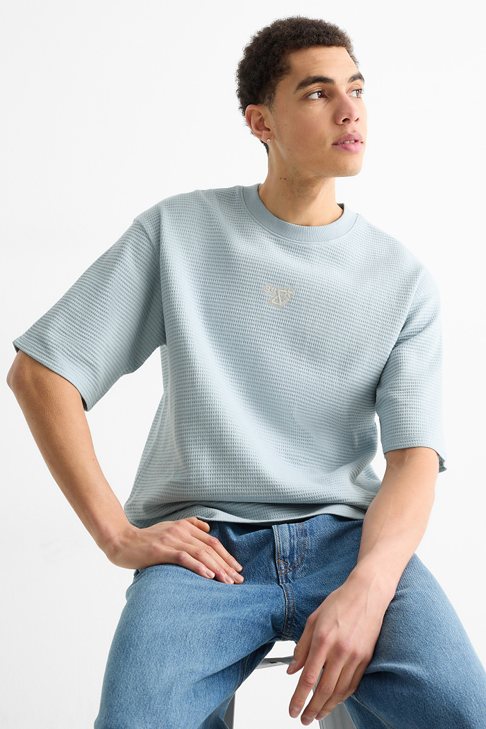 C&A T-Shirt-Oversized-strukturiert, Blau, Größe: L