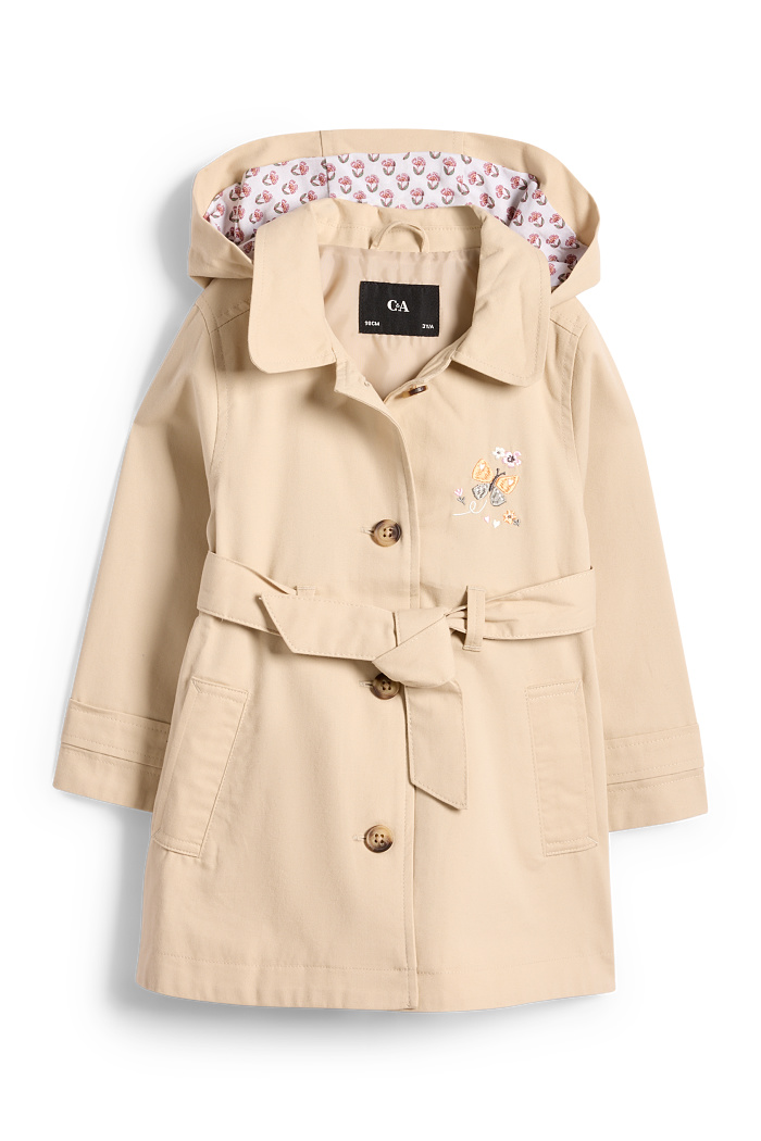 C&A Schmetterling-Trenchcoat mit Kapuze, Beige, Größe: 104