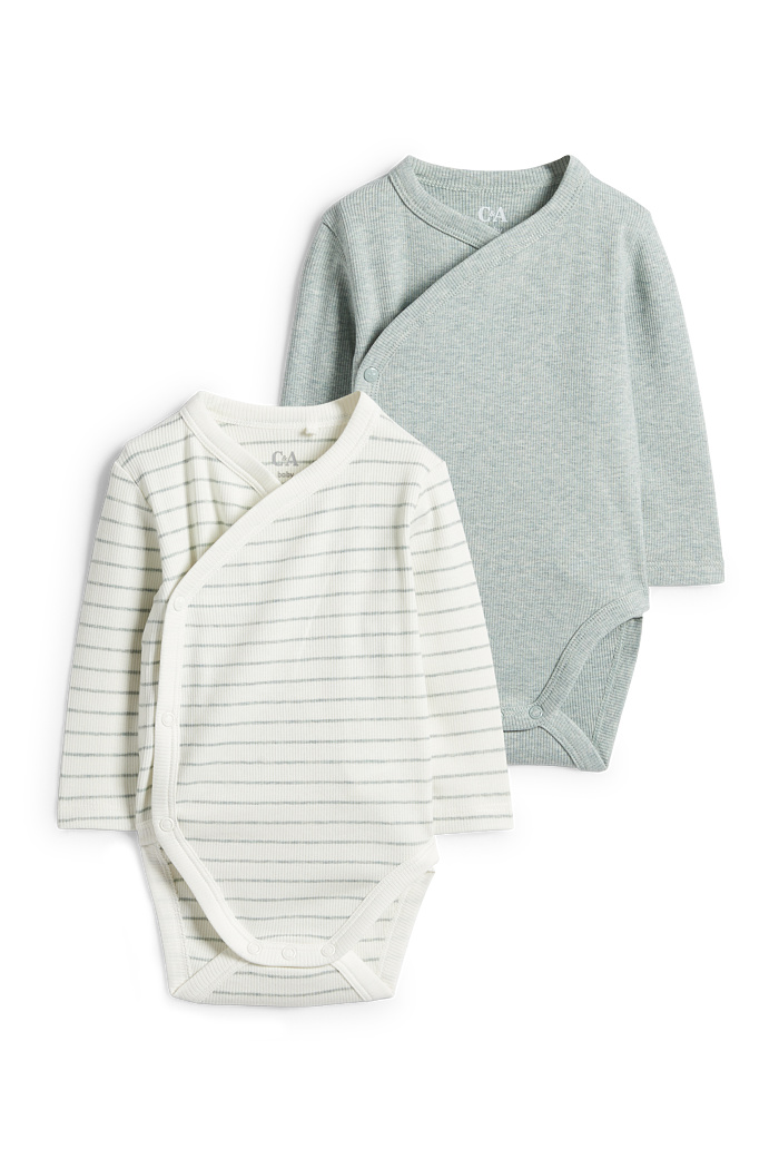 C&A Multipack 2er-Baby-Wickelbody-gerippt, Weiß, Größe: 68