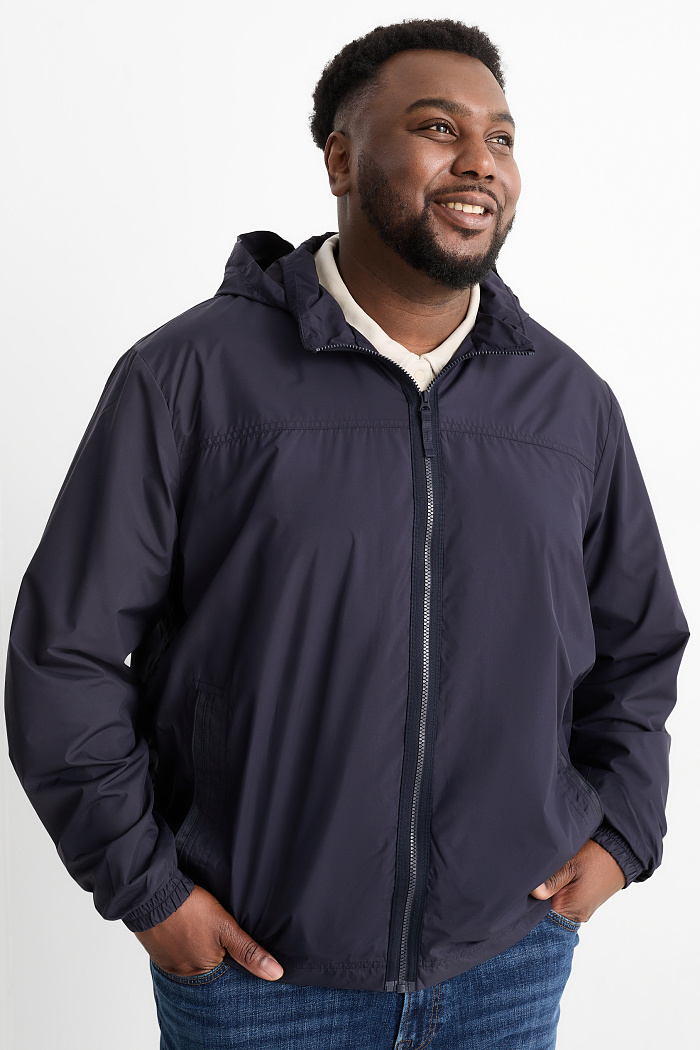 C&A Blouson mit Kapuze-wasserabweisend, Blau, Größe: 6XL