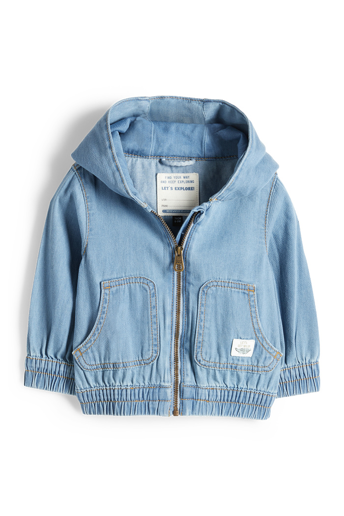 C&A Krokodil-Baby-Jeansjacke mit Kapuze, Blau, Größe: 98
