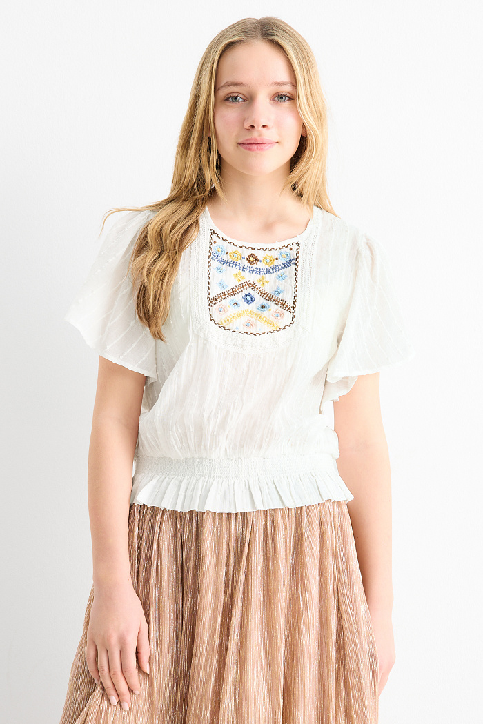 C&A Bluse, Weiß, Größe: 140