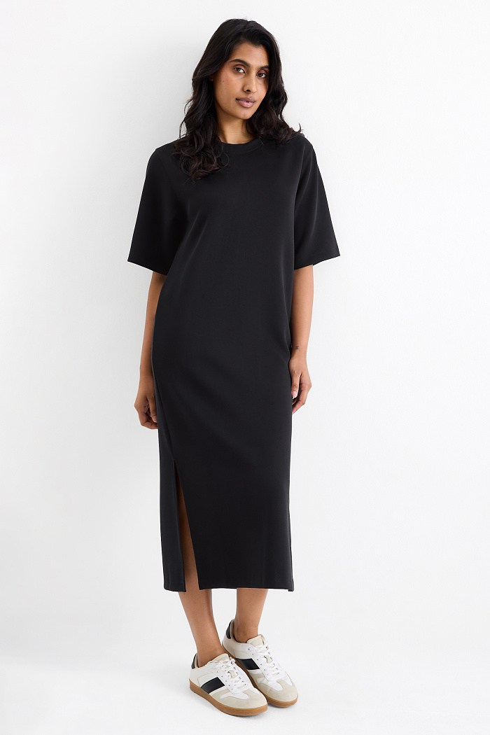 C&A T-Shirt-Kleid-Straight Fit, Schwarz, Größe: M
