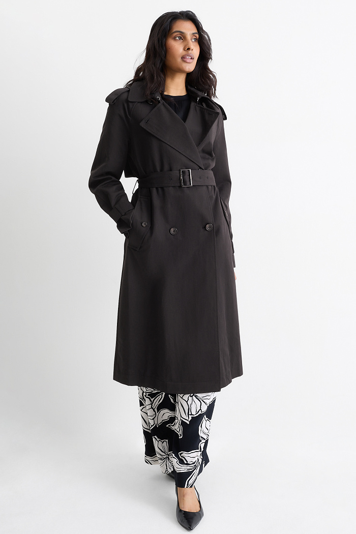 C&A Trenchcoat, Schwarz, Größe: S