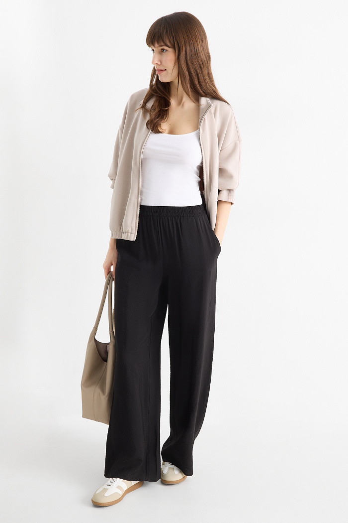 C&A Business-Hose-High Waist-Wide Leg, Schwarz, Größe: M