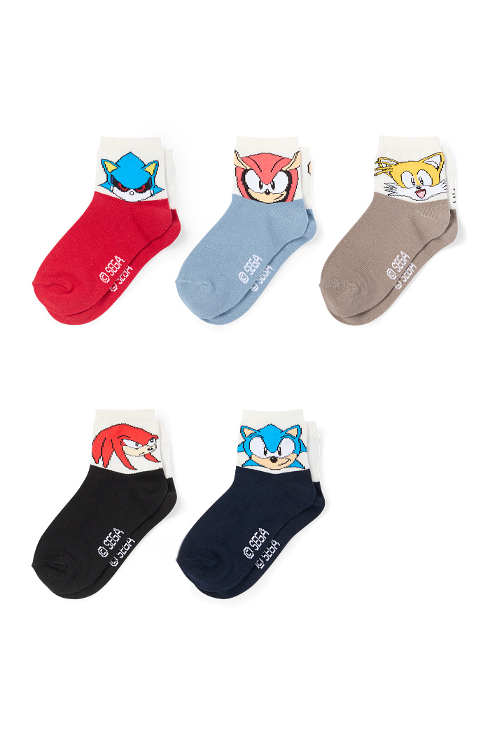 C&A Multipack 5er-Sonic-Socken mit Motiv, Bunt, Größe: 24-26