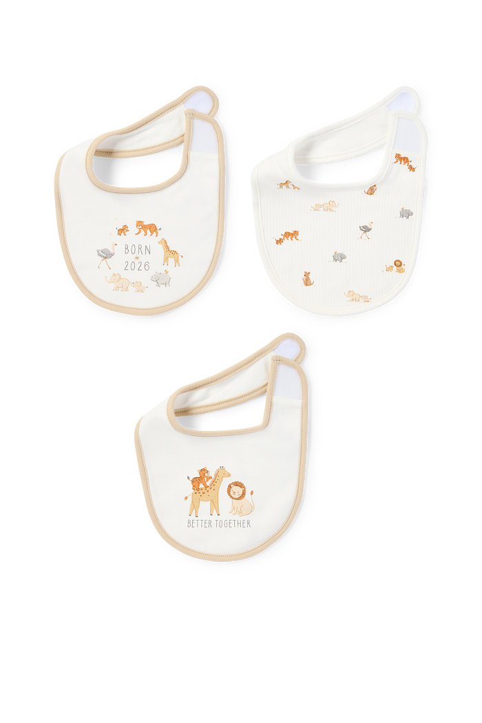 C&A Multipack 3er-Wildtiere-Baby-Lätzchen, Weiß, Größe: 1 size