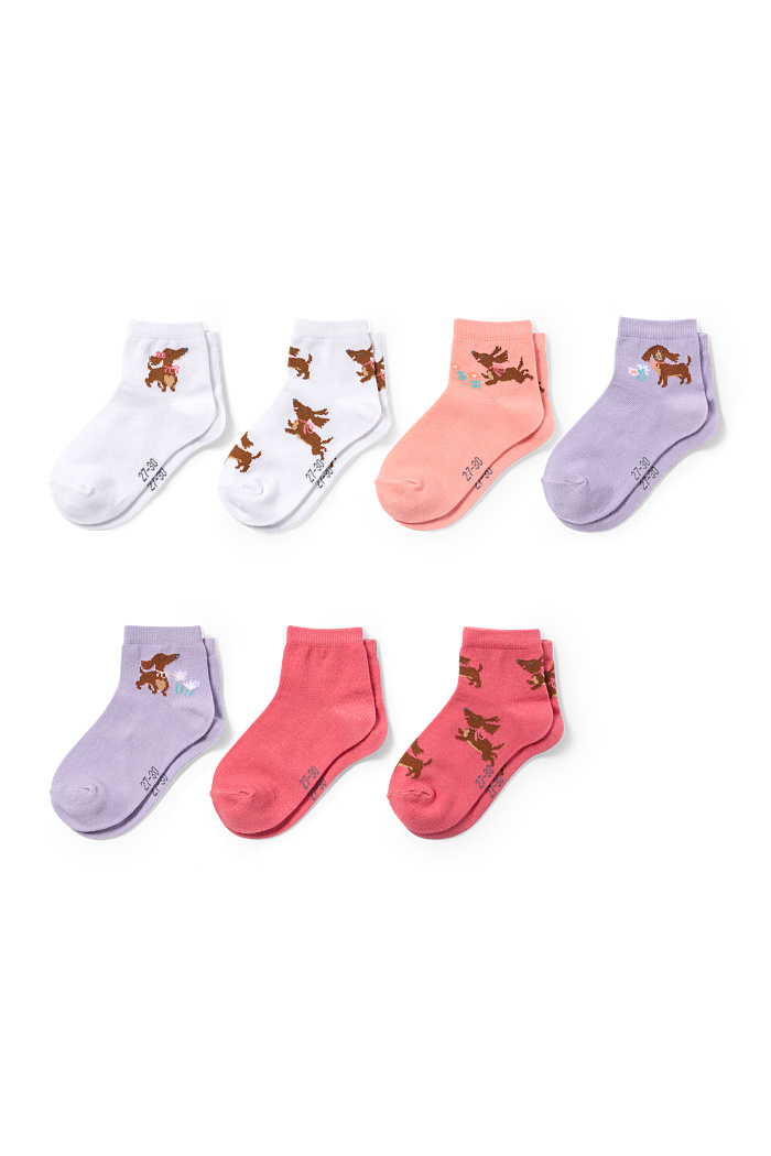 C&A Multipack 7er-Dackel-Socken mit Motiv, Bunt, Größe: 24-26