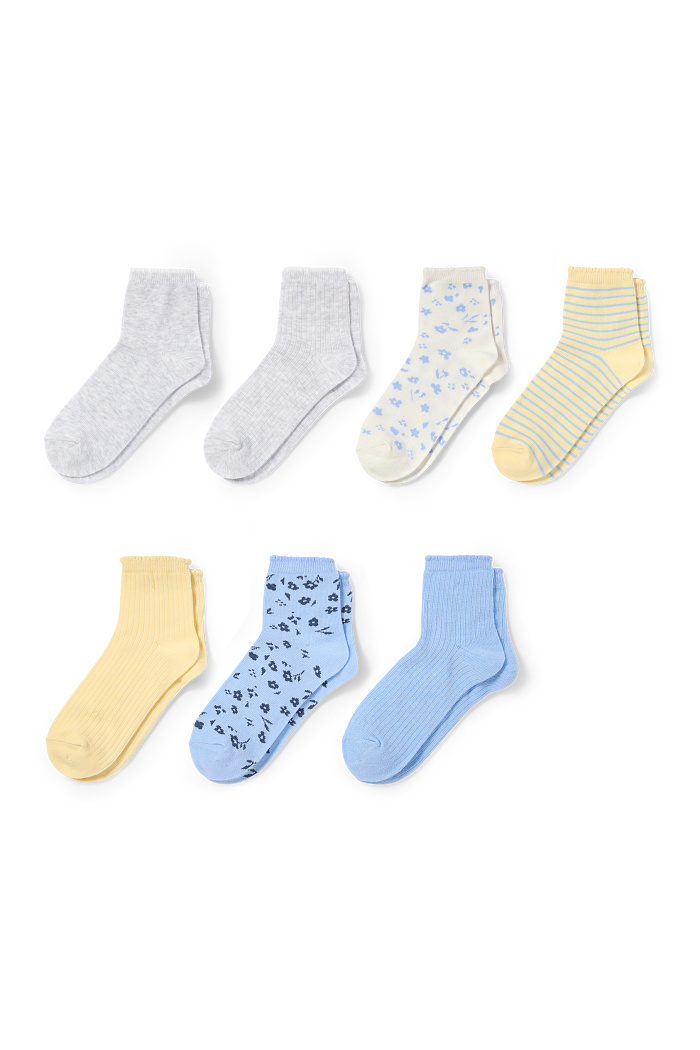 C&A Multipack 7er-Blume-Sneakersocken mit Motiv, Bunt, Größe: 31-33