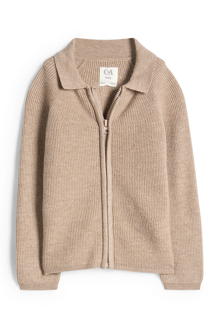 C&A Baby-Strickjacke-gerippt, Beige, Größe: 56
