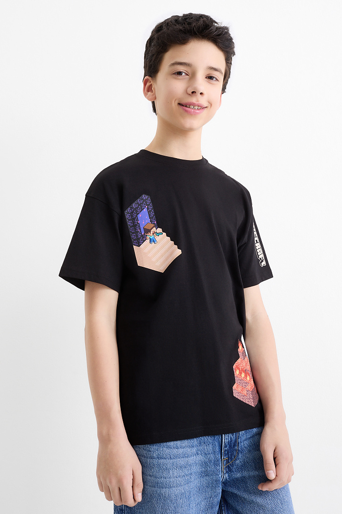 C&A Minecraft-Kurzarmshirt, Schwarz, Größe: 134