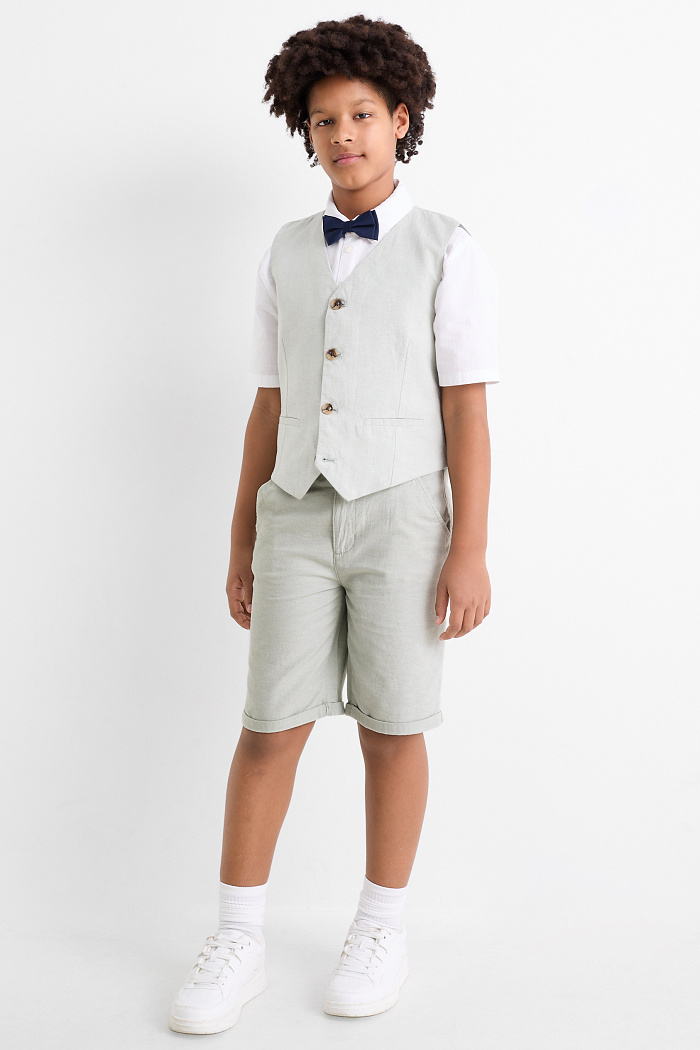 C&A Bermudas mit Hosenträgern und Leinen-Anteil, Grün, Größe: 128