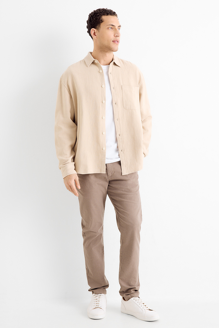C&A Chino-Slim Fit-strukturiert, Braun, Größe: W32 L32