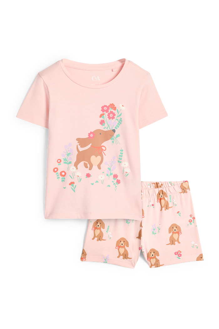 C&A Dackel-Shorty-Pyjama-2 teilig, Rosa, Größe: 116