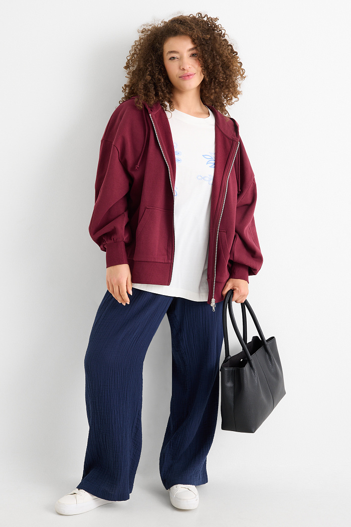 C&A Stoffhose-High Waist-Relaxed Fit, Blau, Größe: 56