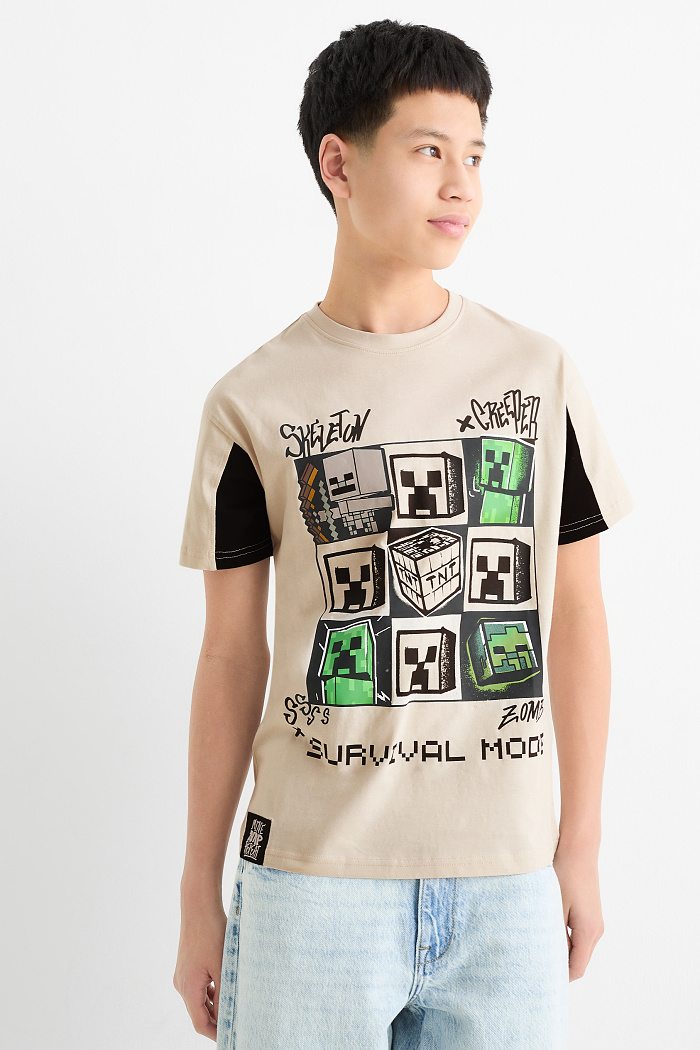 C&A Minecraft-Kurzarmshirt, Beige, Größe: 128
