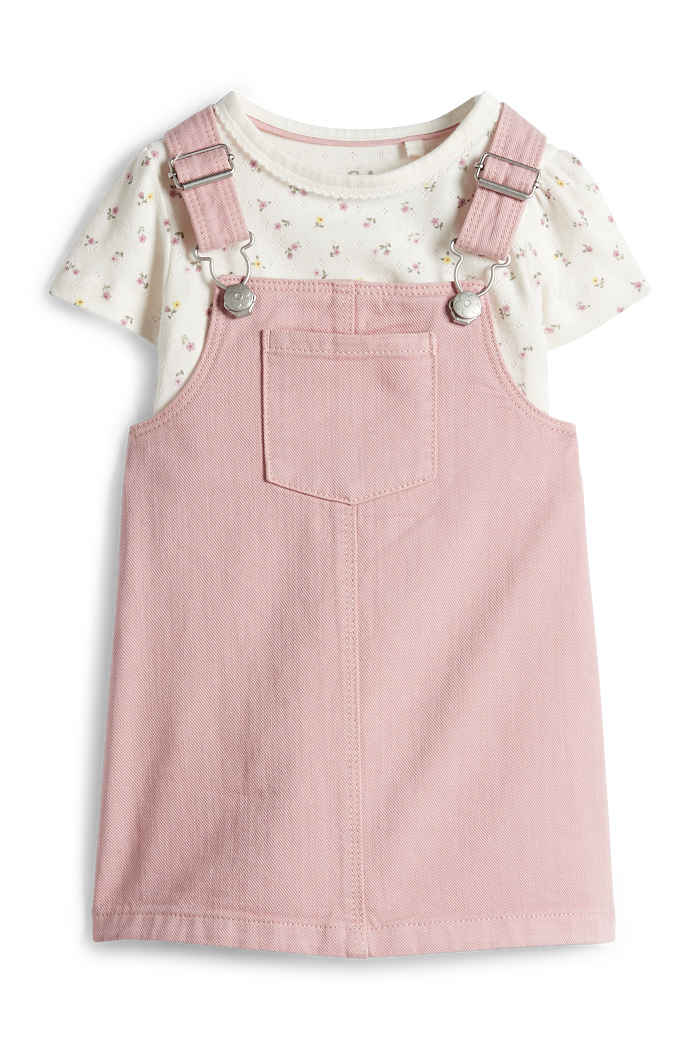 C&A Blümchen-Baby-Outfit-2 teilig, Weiß, Größe: 68