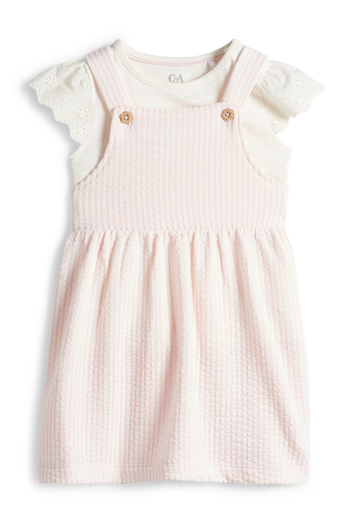 C&A Baby-Outfit-Broderie Anglaise-2 teilig, Weiß, Größe: 92