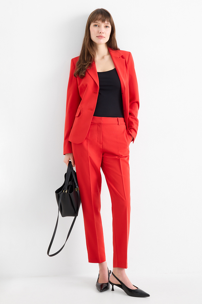 C&A Business-Hose-Mid Waist-Cigarette Fit, Rot, Größe: 34