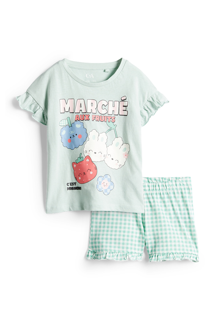 C&A Kawaii-Shorty-Pyjama-2 teilig, Türkis, Größe: 104